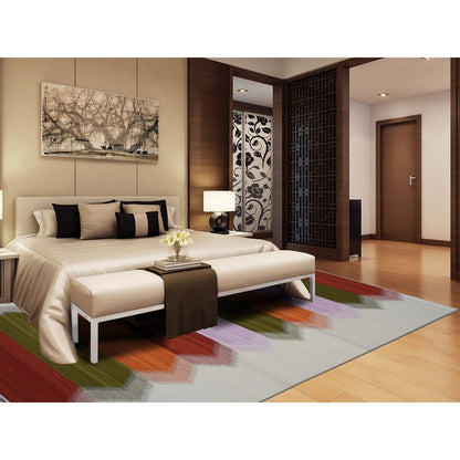 Rug 9'x12'7" Ivory Flat Weave Durie Kilim Hand Woven 100% Wool Reversible