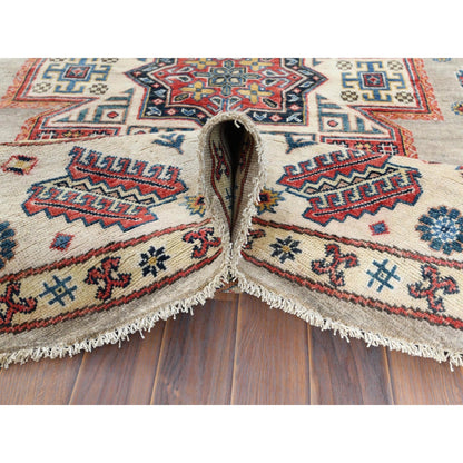 7'10"X7'10" Caucasian Afghan Special Kazak Hand Knotted Round Wool Rug