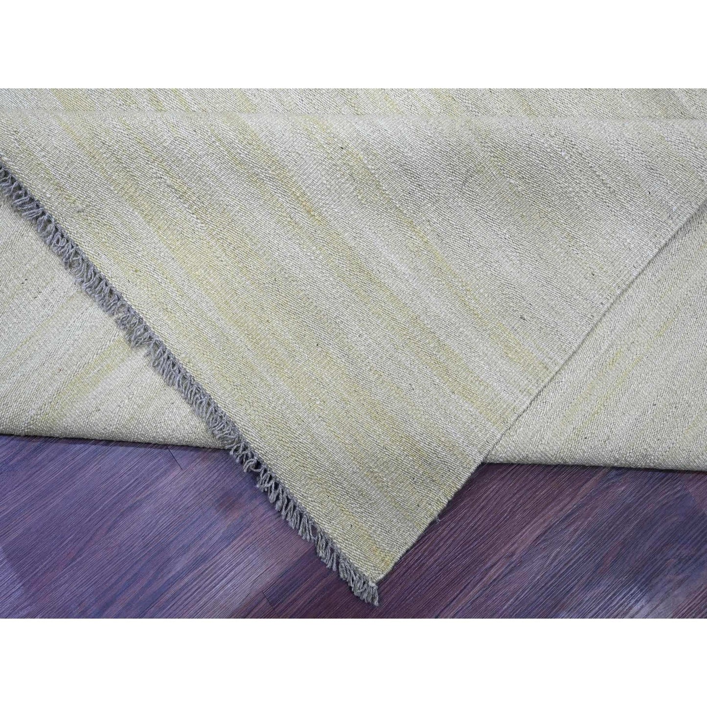 8'9"X12'4" Beige Flat Weave Solid Design Hand Woven Hand Spun Wool Rug