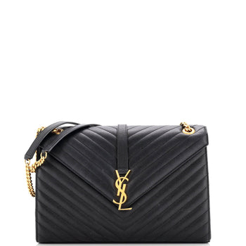 Saint Laurent Classic Monogram Envelope Satchel Matelasse Chevron Leather Large
