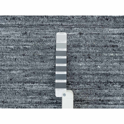 10'3"X14' Arsenic Gray Pure Wool Hand Loomed Modern Striae Design Rug