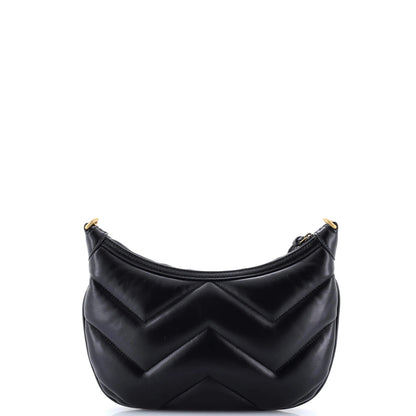 Gucci Gg Marmont Half Moon Chain Shoulder Bag Matelasse Leather Small