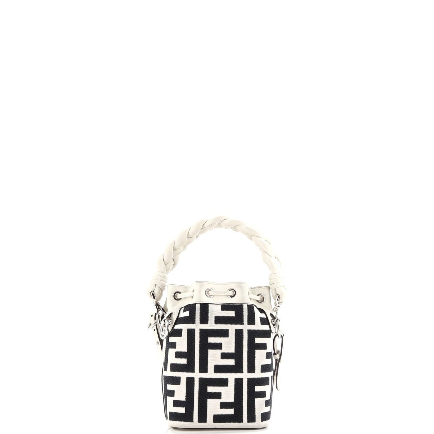 Fendi Woven Handle Mon Tresor Bucket Bag Zucca Embroidered Canvas Mini