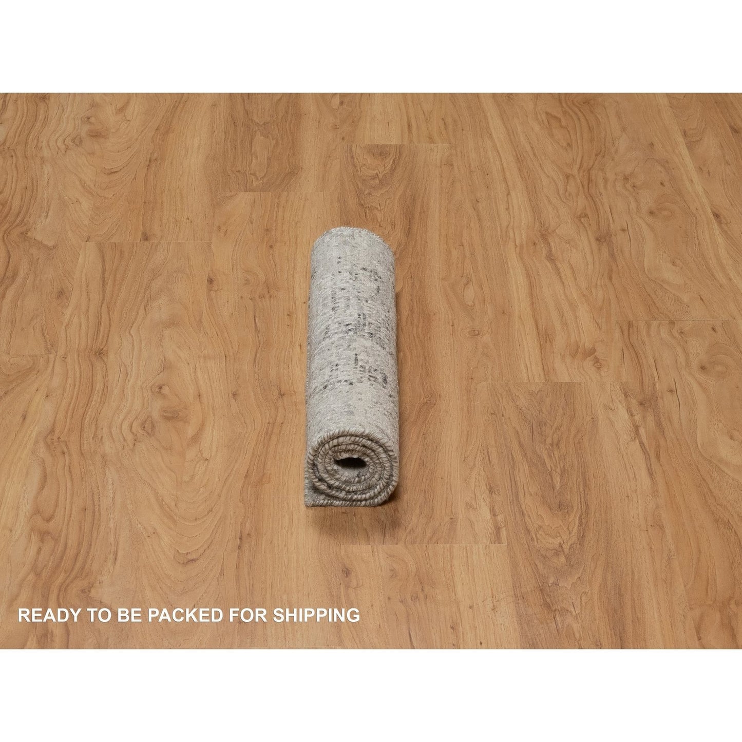 2'X3' Fossil Gray Undyed Natural Wool Hand Knotted Modern Design Mat Rug