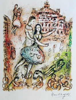 Marc Chagall Lithograph Mourlot Coa Signed Op 1974 Collection