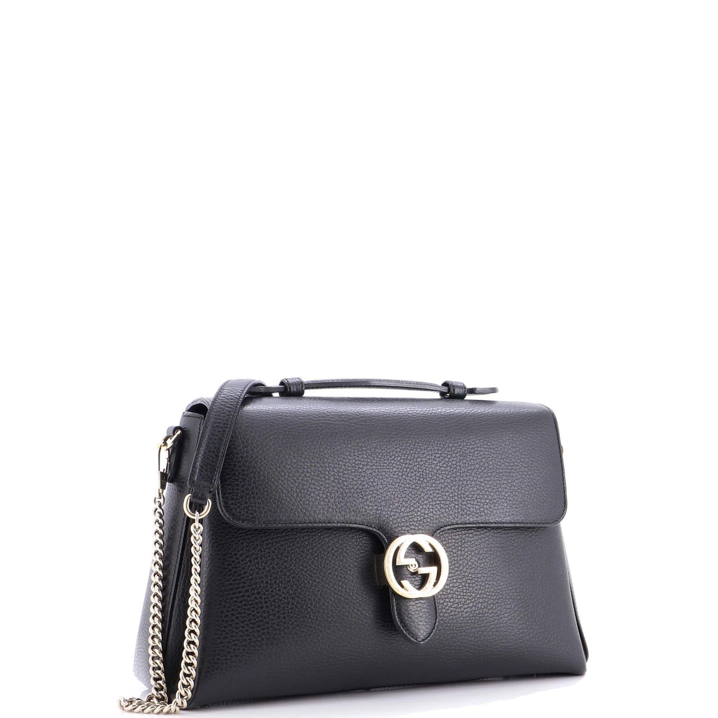 Gucci Interlocking Top Handle Bag Leather Medium