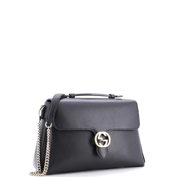 Gucci Interlocking Top Handle Bag Leather Medium