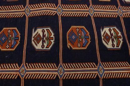 Hand-Knotted Purple-Navy Pictorial Sumak Oriental
