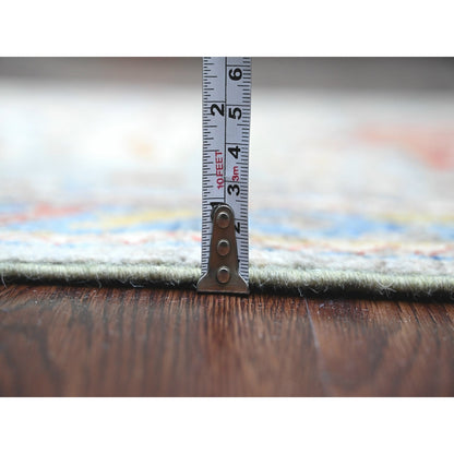 2'7"X10'2" Gray Caucasian Akstafa Design All Wool Hand Knotted Runner Rug