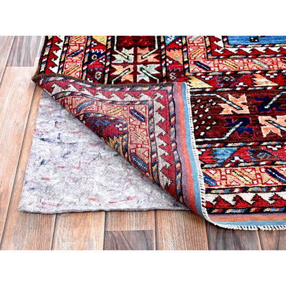 10'1"X13'4" Blue Afghan Caucasian Design Revival Hand Knotted Soft Wool Rug