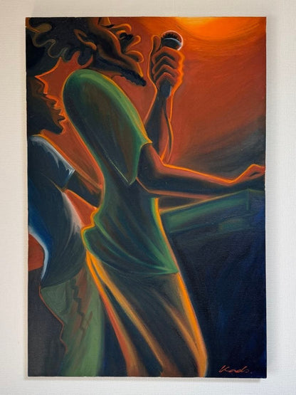 Original Painting DJ Reggae Music Art Large Canvas Signed Kads Miida Dee