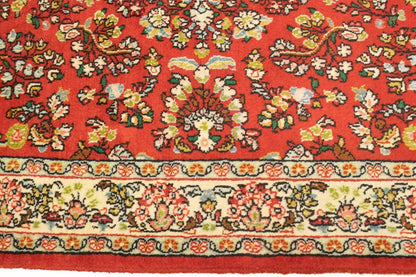 Hand-Knotted Vintage Red Floral 3'4X4'9 ft