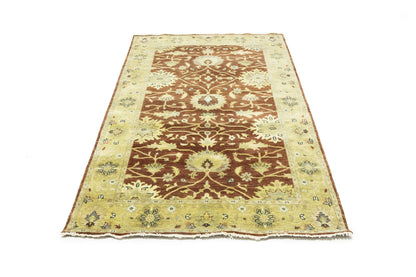 Rust Oushak Chobi Hand-Knotted Wool Rug Floral