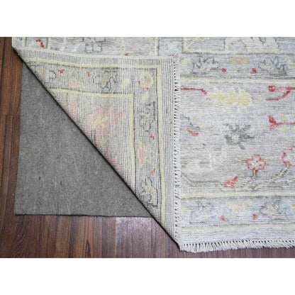 9'10"X9'10" Steel Blue Hand Knotted Wool Afghan Angora Oushak Rug