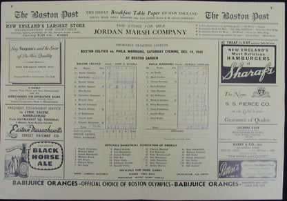 Vintage 1946 Boston Celtics Vs. Philadelphia
