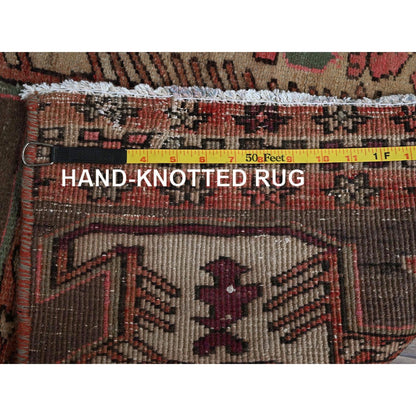 2'7"X9'1" Peach Vintage Zoroastrianheris Hand Knotted Pure Wool Runner Rug