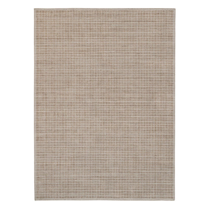 10'X14' Sand Brown Modern Plain Decor Box Design Loomed Knotted Wool Rug