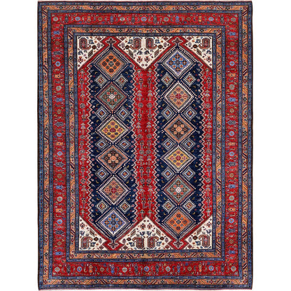 9'1"X12'3" Red Antique Caucasian Design Revival Hand Knotted Pure Wool Rug