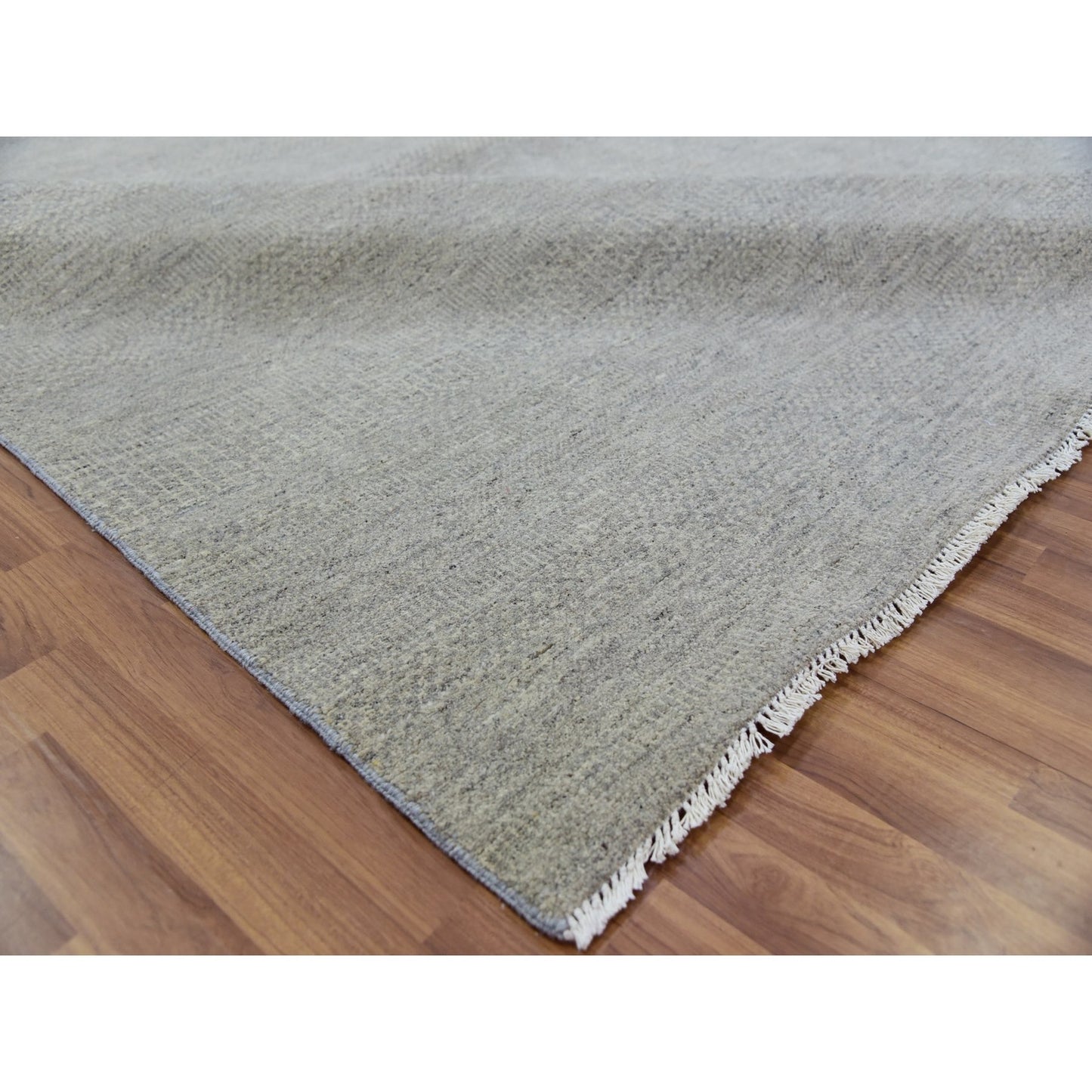 11'10"x18' Oxford Gray 100% Undyed Wool Grass Hand Knotted Oversized Rug