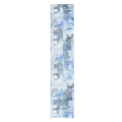 2'7"X12' The Intertwined Passage Silk -Text Wool Hand Knotted Runner Rug