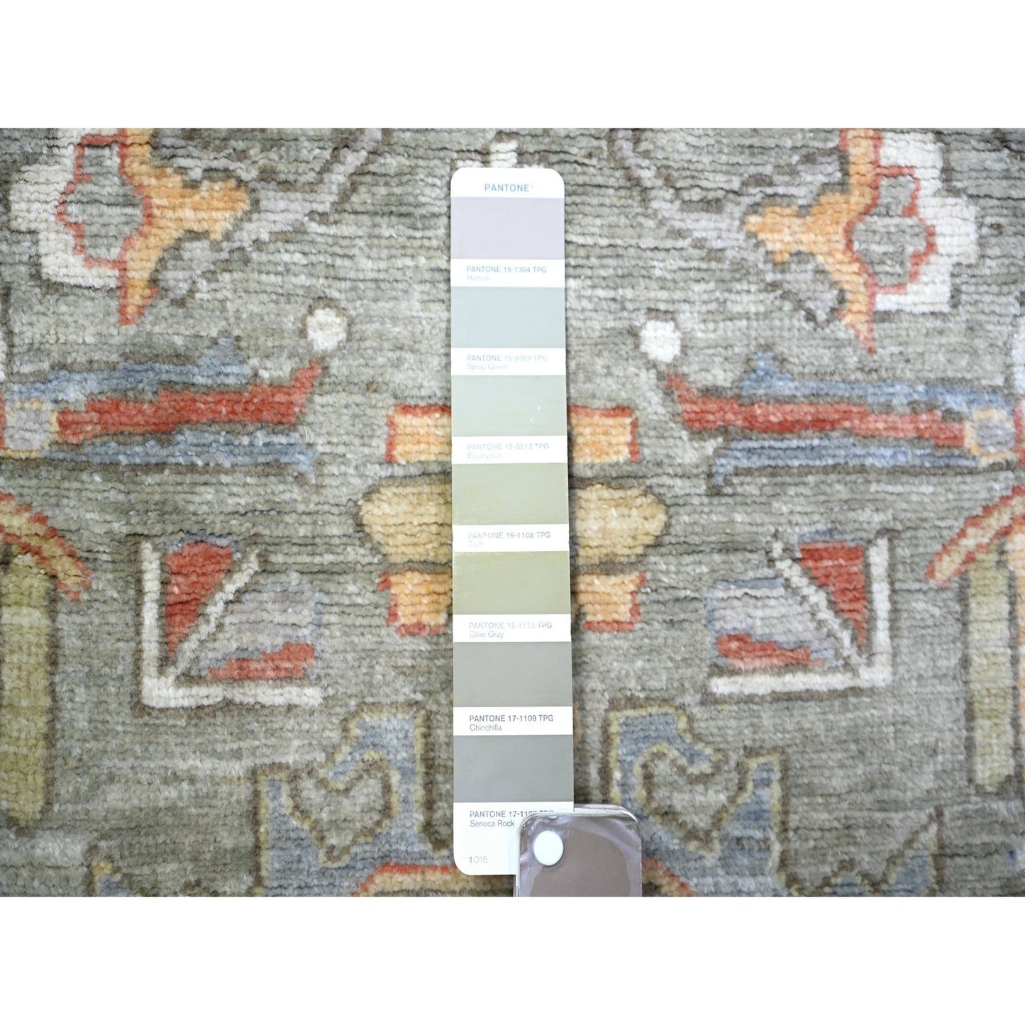 2'7"X11'9" Echo Gray Pure Wool Hand Knotted Finer Peshawar Runner Rug