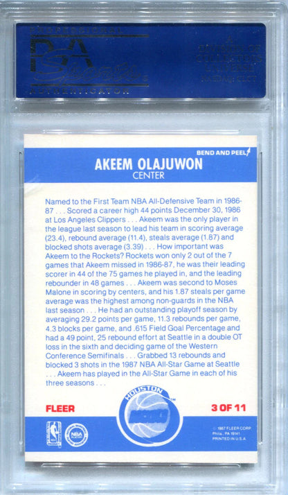 Akeem Olajuwon 1987-88 Fleer Sticker #3 Psa Nm 8 Card