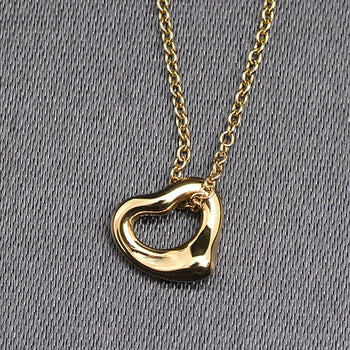 Tiffany & Co. Open Heart Pendant Necklace 7Mm Petite Yellow Gold 750Yg