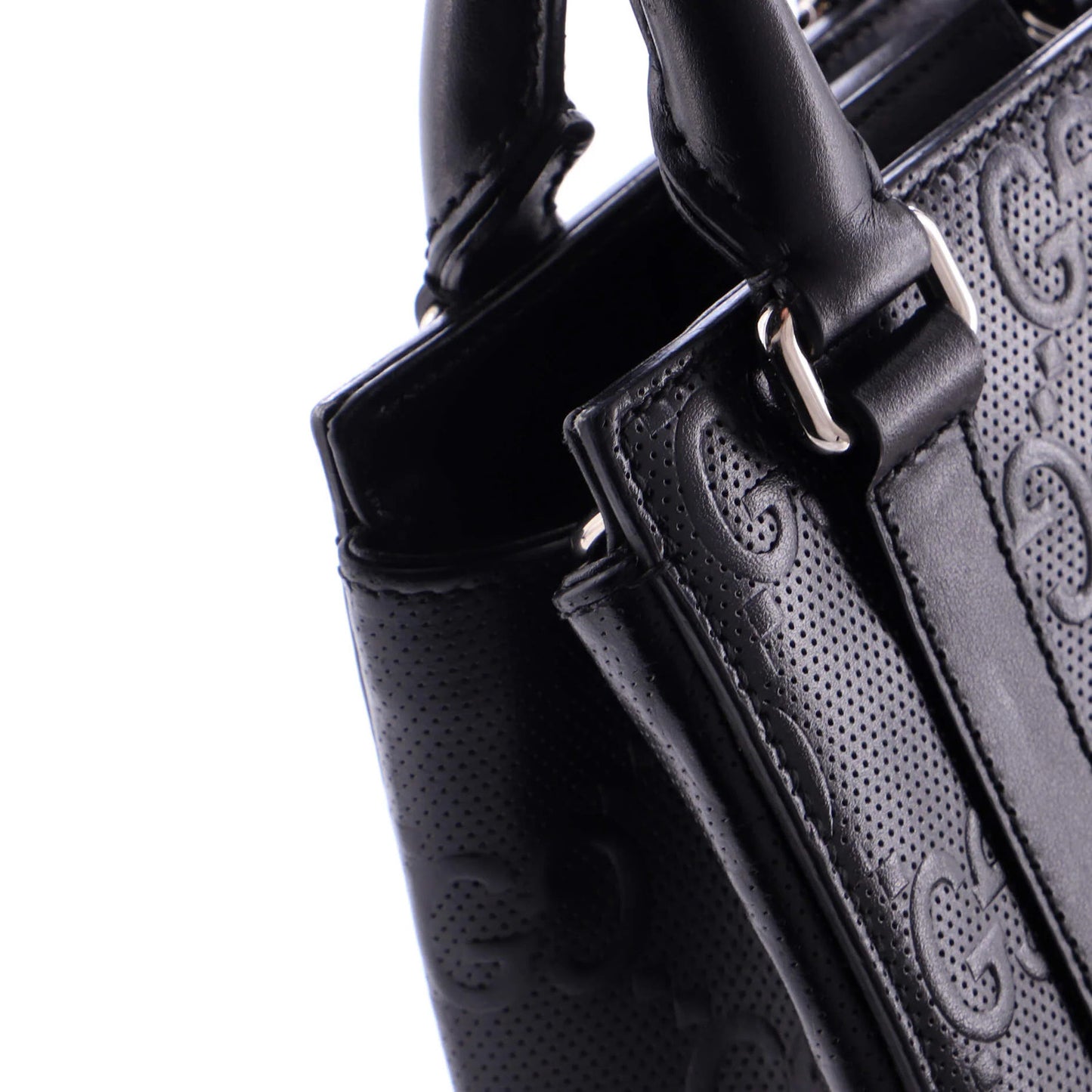 Gucci Vertical Tote Gg Embossed Perforated Leather Mini