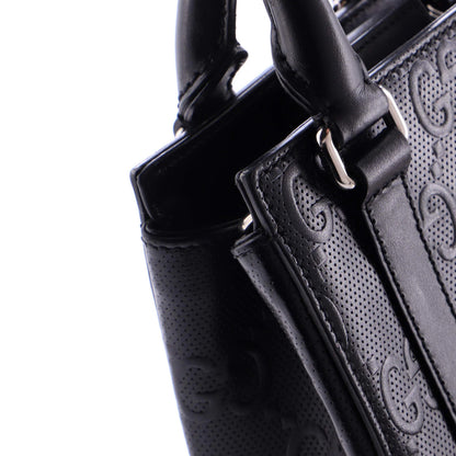 Gucci Vertical Tote Gg Embossed Perforated Leather Mini