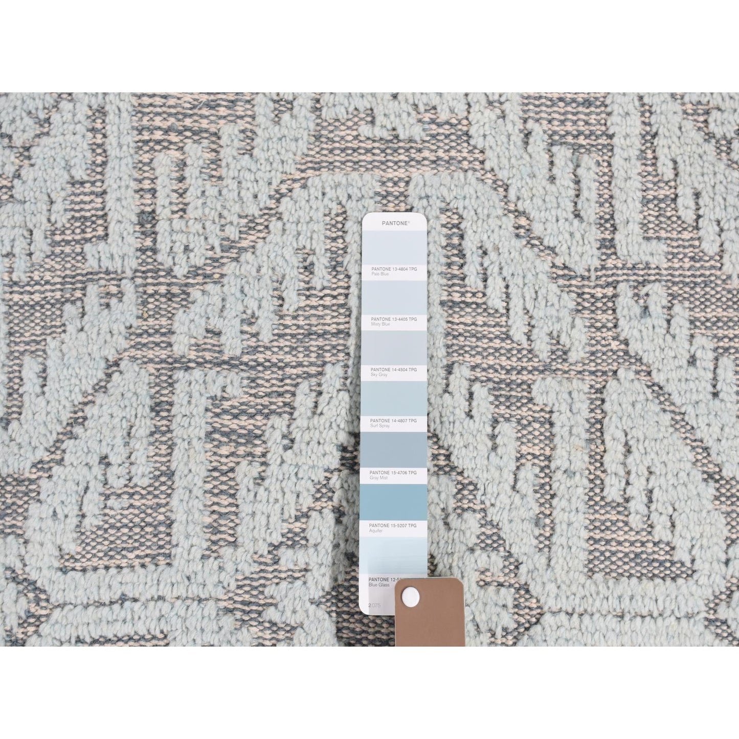 9'X12' Marian Blue Oushak Design Textured Wool Hand Knotted Oriental Rug