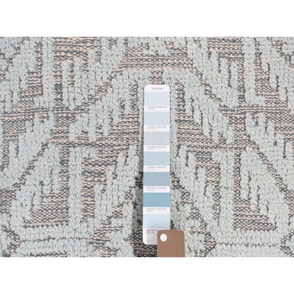 9'X12' Marian Blue Oushak Design Textured Wool Hand Knotted Oriental Rug