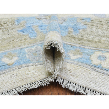 12'X14'7" Ivory Hand Knotted Afghan Angora Oushak Pure Wool Oversize Rug