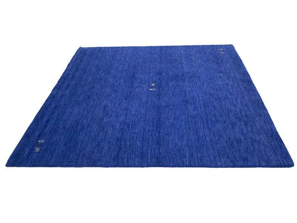 Modern Royal Blue Gabbeh Square Rug Tribal Design