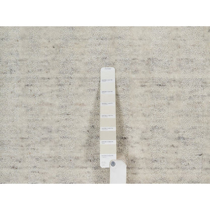 2'5"X10' Ivory Hand Loomed Vertical Stripe Design Natural Wool Runner Rug