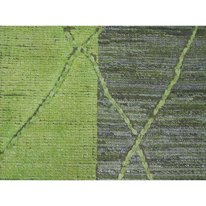 11'7"X14'8" Green Modern Swedish Design And Weave Wool Hand Knotted Rug