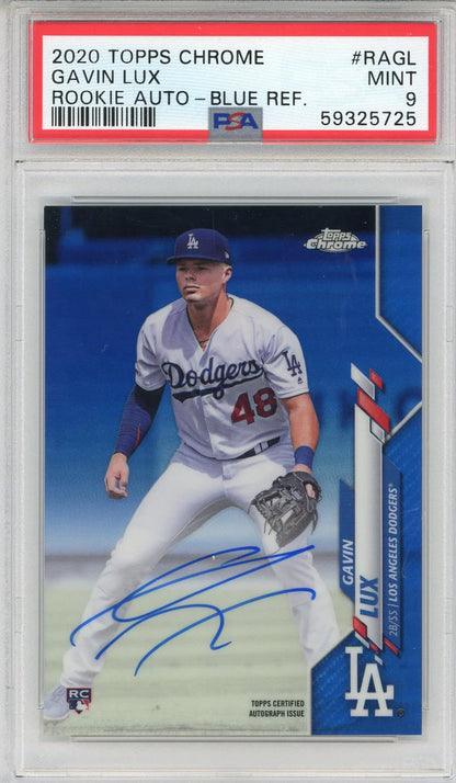 Gavin Lux Autographed 2020 Topps Chrome Blue Refractor Rookie Card #Ragl (Psa Mi