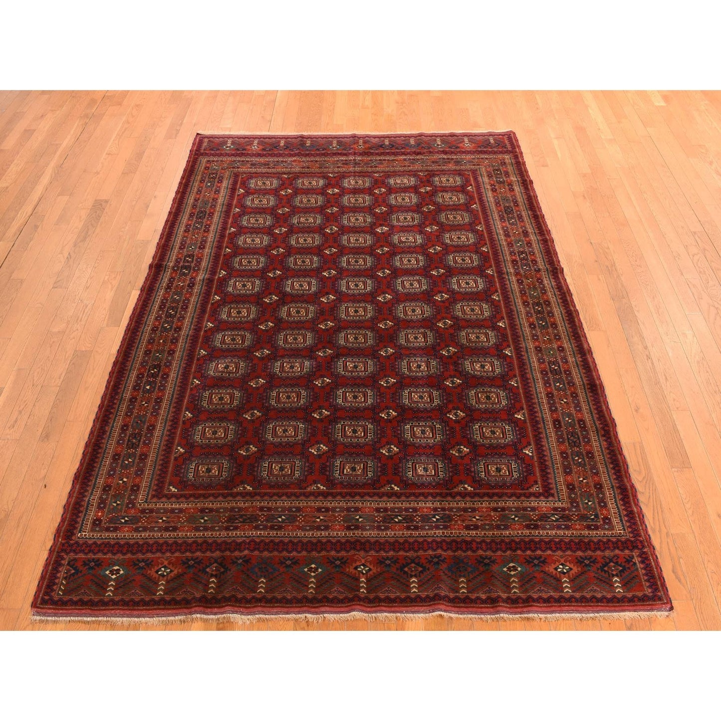 6'10"X9'7" Angels Red Antique Tourkaman Clean 100% Wool Hand Knotted Rug