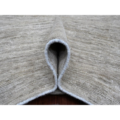 9'6"X11'3" Gray Hand Spun Ghazni Wool Solid Pattern Hand Knotted Rug
