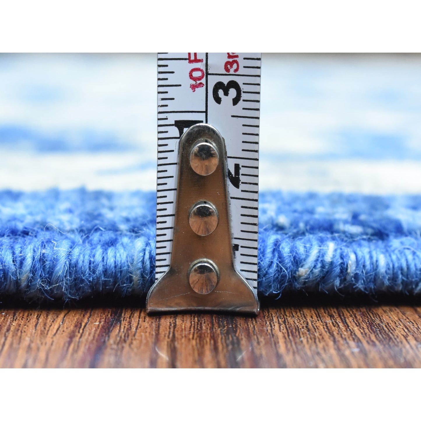 4'X11'8" Navy Blue Fine Peshawar Soft Wool Hand Knotted Wide Runner Rug