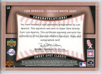 Luis Aparicio Autographed 2005 Upper Deck Sweet Spot Classic Signatures Card #La