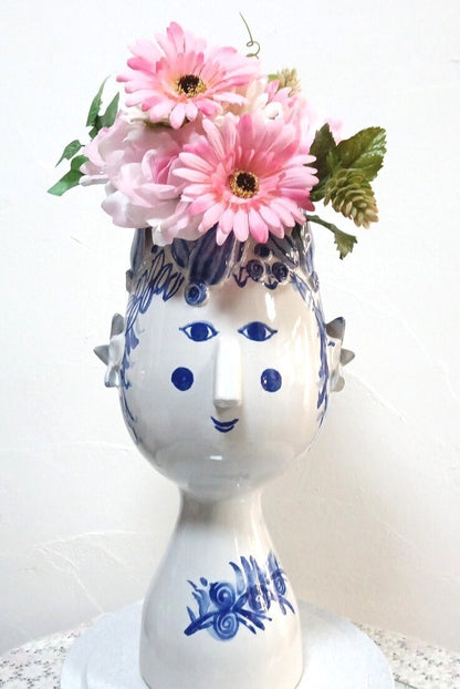 Handmade BJORN WIINBLAD Flower Vase "Girl from Arles" Blue House Ceramic