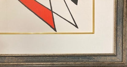 Alexander Calder DERRIERE LE MIROIR Lithograph 1963 blue gold leaf Framed