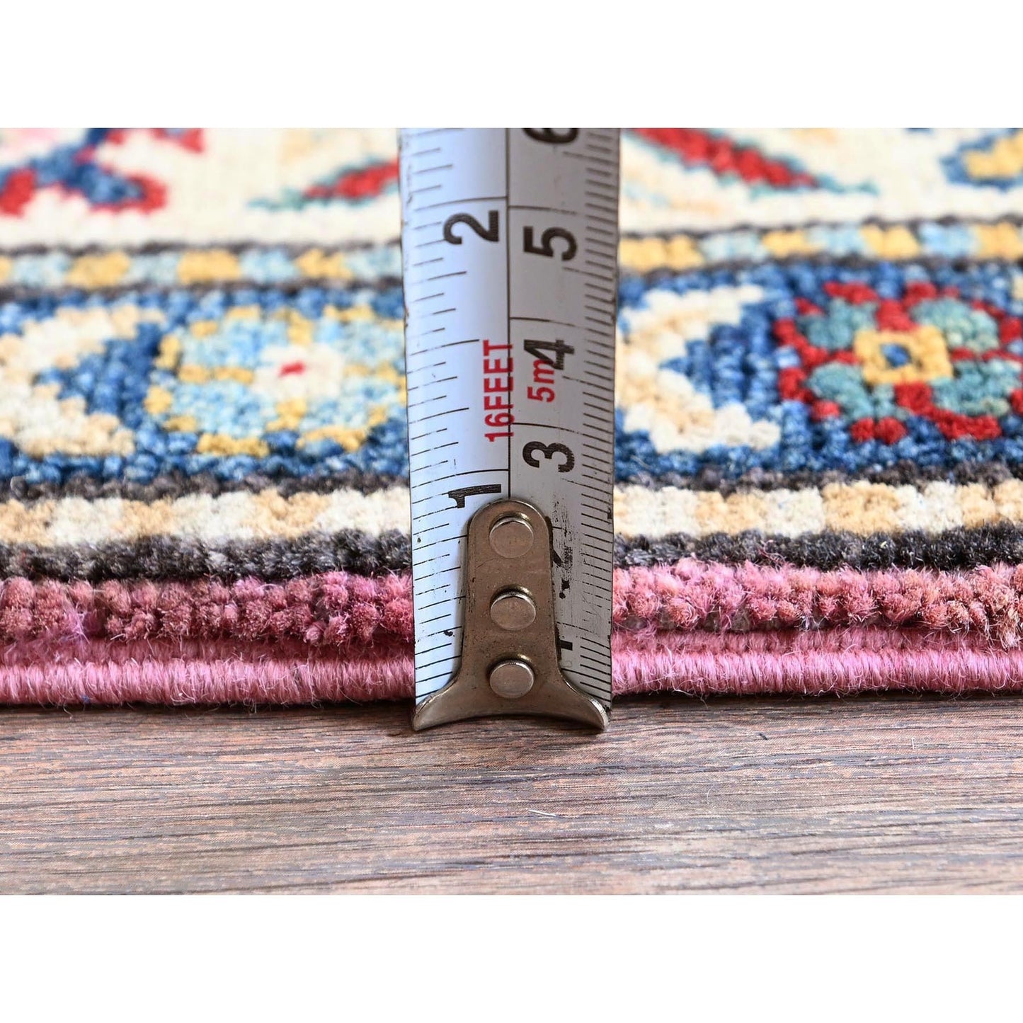 2'7"X10'1" Pink Kazak With Tribal Design Hand Knotted Soft Wool Runner Rug