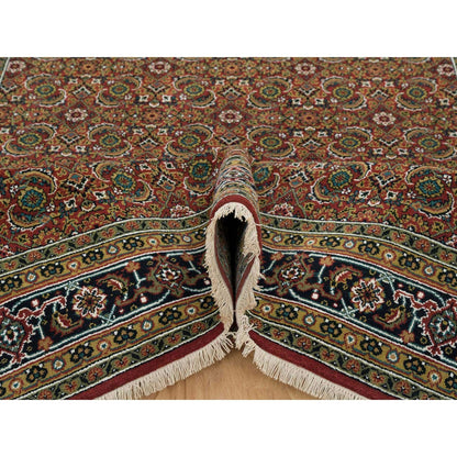 6'1"X9' Red Herrita Design Wool/Silk 175 Kpsi Hand Knotted Rug