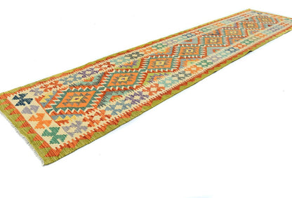 Reversible Multicolored Tribal Kilim Runner Rug