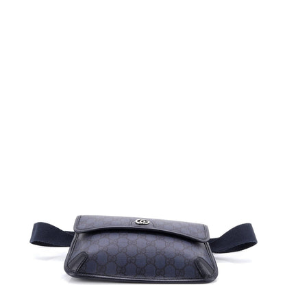 Gucci Flap Belt Bag Gg Coated Canvas With Leather