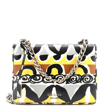 Prada Chain Flap Bag Printed Saffiano Leather Medium