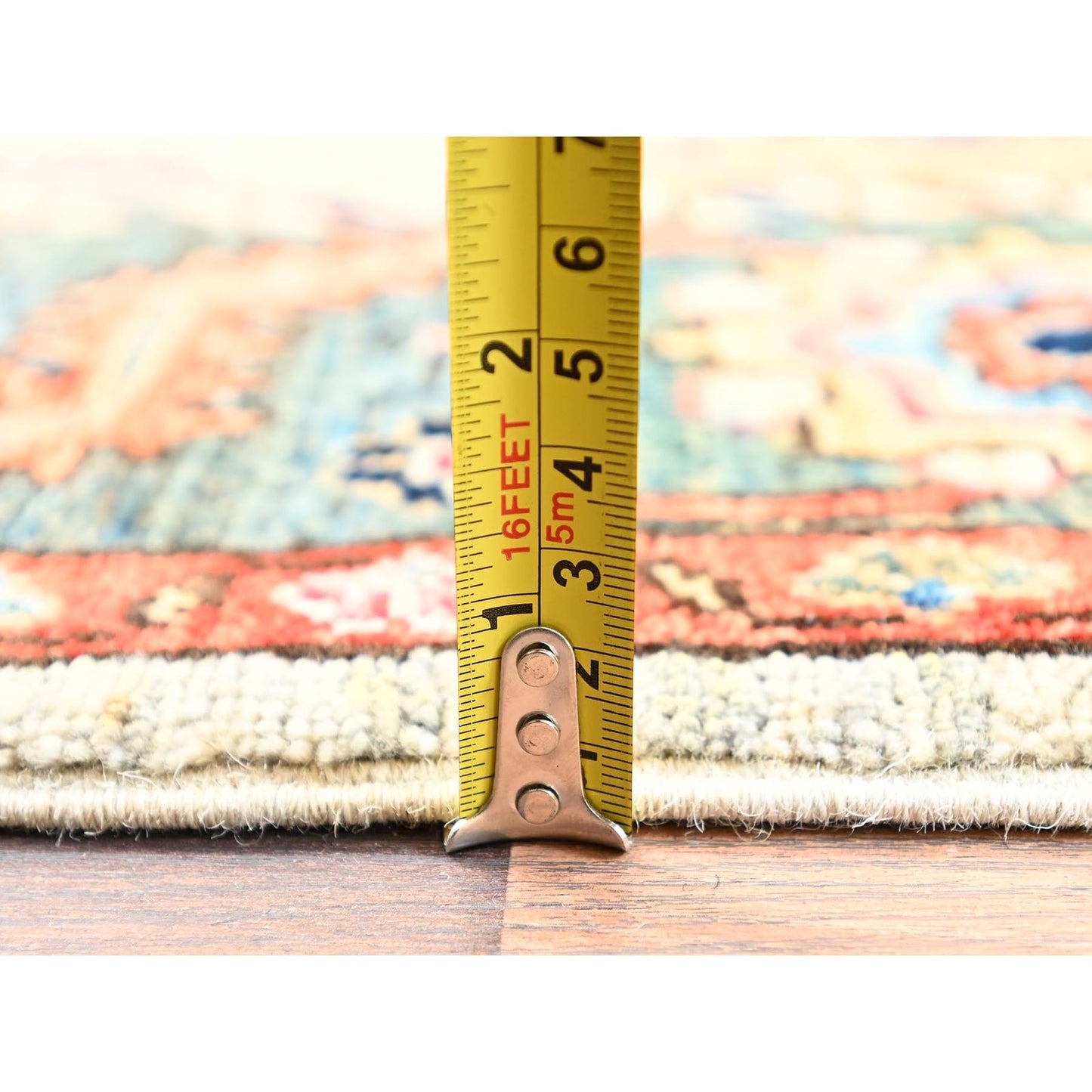 5'X7' Light Green Heris All Over Design Aryana Grade Hand Knotted Wool Rug