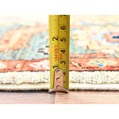 5'X7' Light Green Heris All Over Design Aryana Grade Hand Knotted Wool Rug