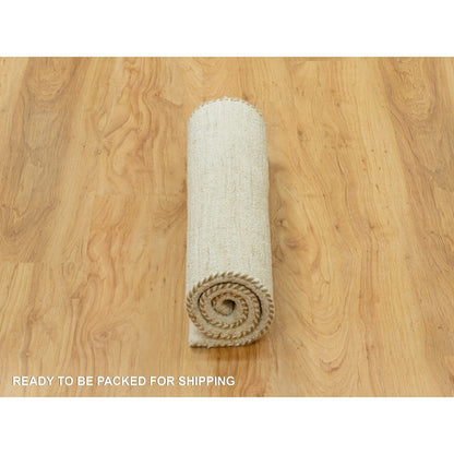 Rug 2'x3' White Denser Weave Wool Soft Touch Hand Knotted Runner Oriental